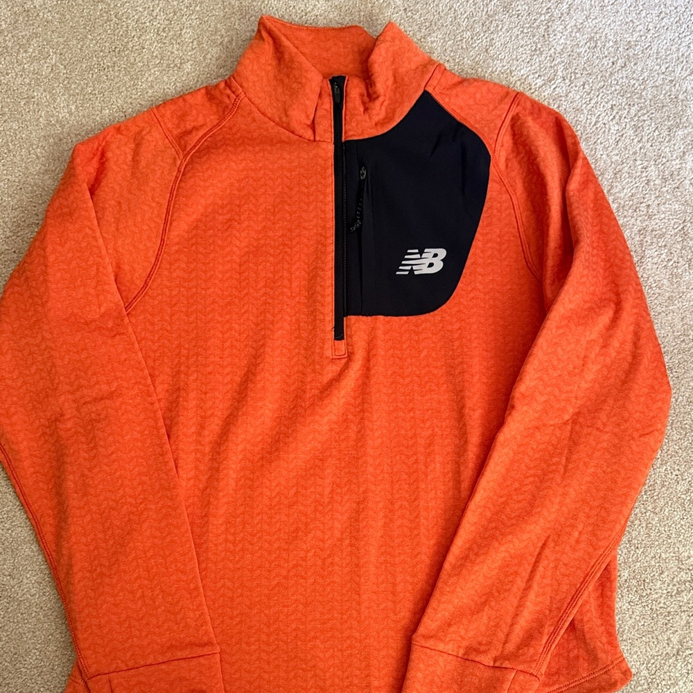 New Balance Vibrant Orange Pullover with Black Pocket